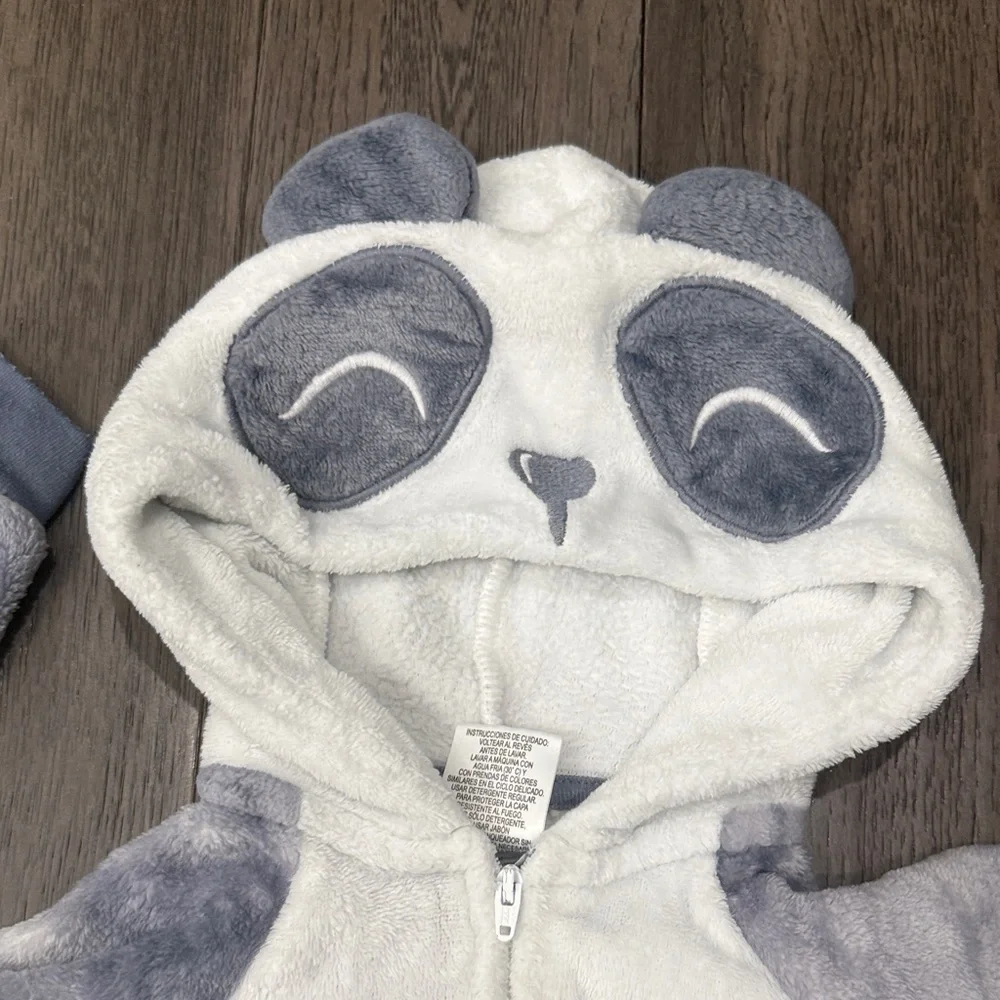 Cozy plush fleece like Panda Kids One Piece hooded pajama footless jumper